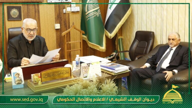 مدير عام دائرة احياء الشعائر الحسينية الاستاذ علاء القسام يستقبل مدير الوقف الشيعي في النجف الأشرف