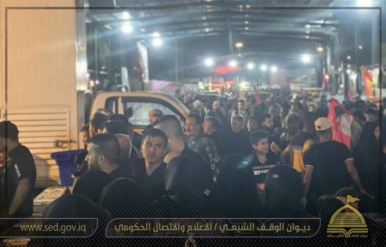 الموكب المركزي لديوان الوقف الشيعي يواصل تقديم خدماته للزائرين الوافدين عبر منفذ المنذرية الحدودي