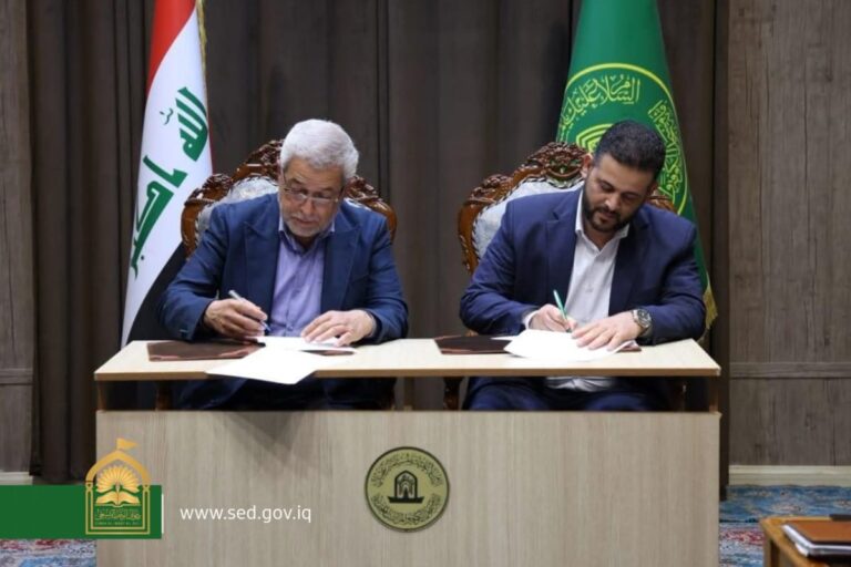 الأمانة العامة للمزارات الشيعية الشريفة توقع مذكرة تفاهم لإعادة إعمار مزار السيد محمد بن الإمام علي الهادي (ع)